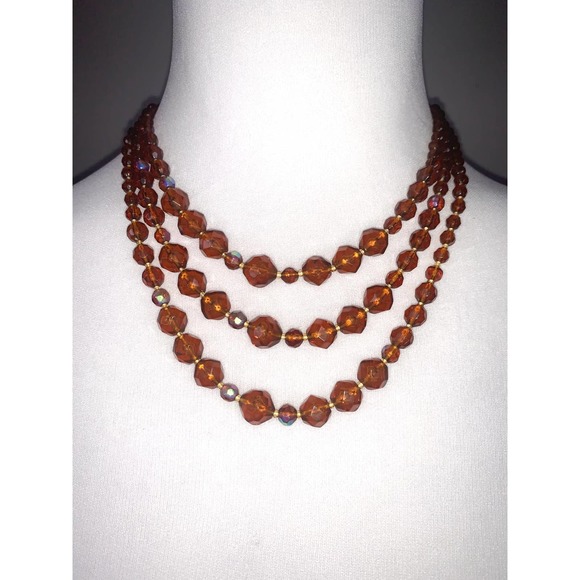 Robert Rose Jewelry - Vintage Robert Rose Multistrand Amber Beaded Statement Necklace EUC